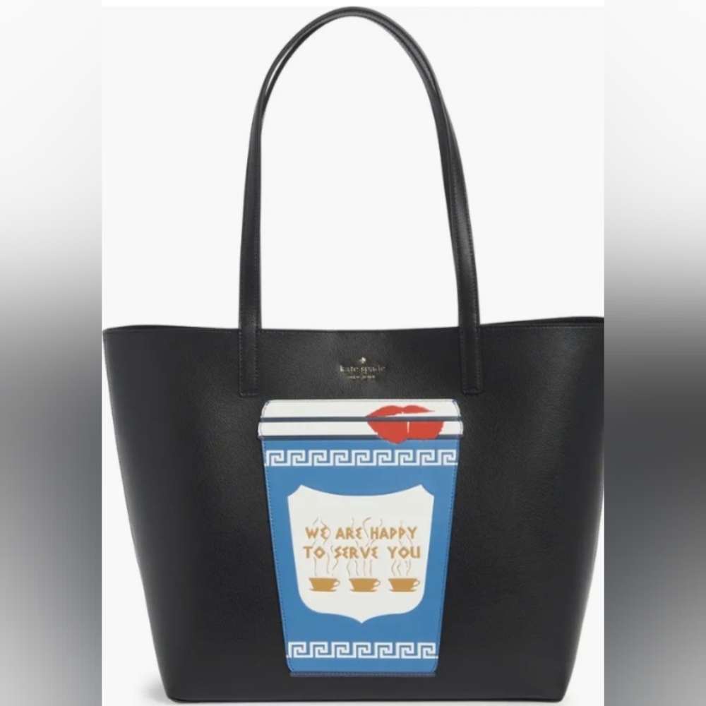 Kate Spade Black Tote "We Are Happy To Serve You"